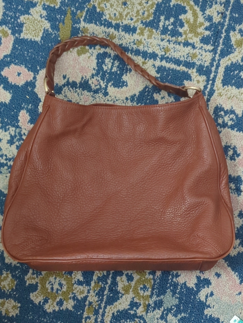 Classic Leather Shoulder Bag in Cognac Brown - Talbots